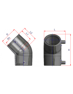 NUPI - Gomito elettrosaldabile a 45 gradi diametro 63mm 2