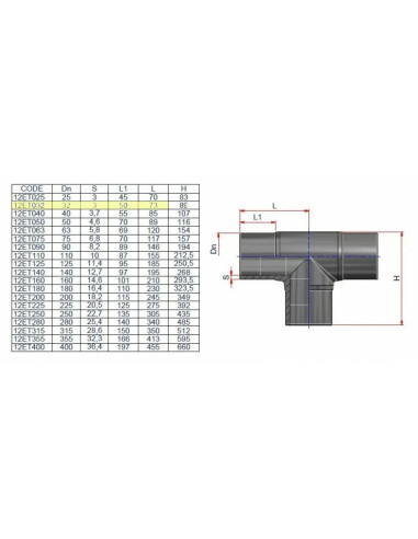 NUPI - Raccordo codolo Tee 90° ø63mm PN16