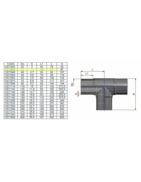 NUPI - Raccordo codolo Tee 90° ø63mm PN16