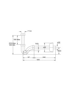 BONOMINI - Sifone a  "S" da  32 x 1"1/4 realizzato in ABS 2
