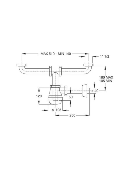SIFONE A BOTTIGLIA 40x1"1/2 PP BIANCO 2